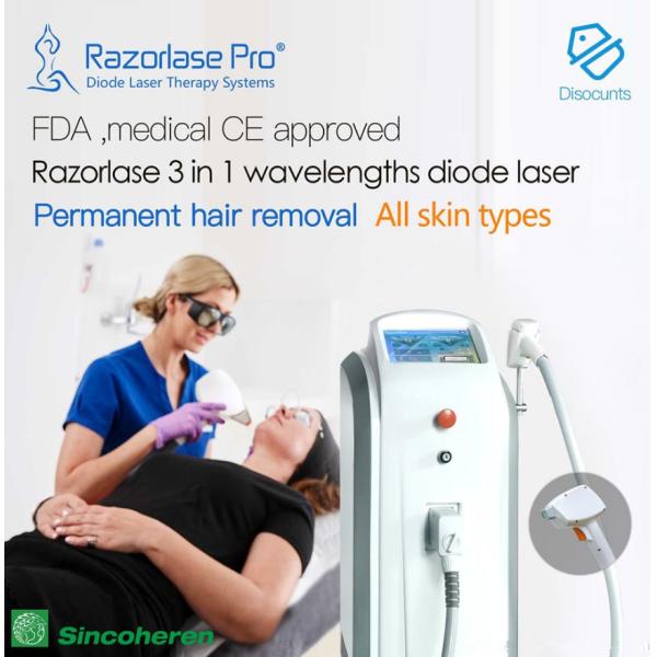 Buy FDA CE approved Sincoheren Razorlase like lightsheer Soprano SHR hair removal laser diode laser hair remova at wholesale prices