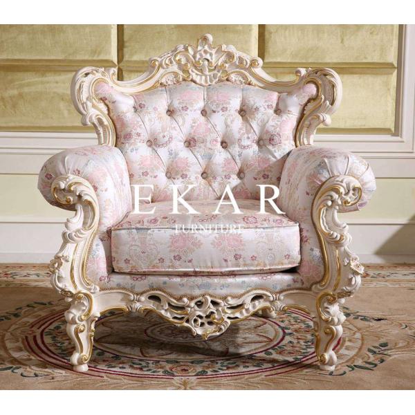 Luxury Antique Chesterfield French Carved Living Room Fabric Sofa LS-A115T