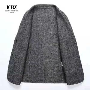 Men's Regular Sleeve Style Woolen Trench Coat Simple and Elegant Overcoat for