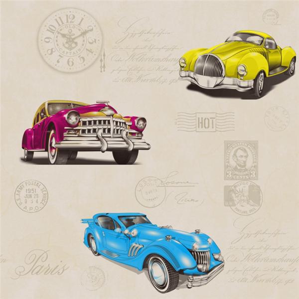 Colourful Interior PVC Vinyl Wallpaper Childrens / Kids Bedroom Wallpaper