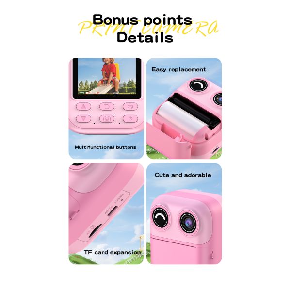 2.4inch Kid Printing Camera Lasting Portable 6 Filter Modes Colorful Print For Boys Girls