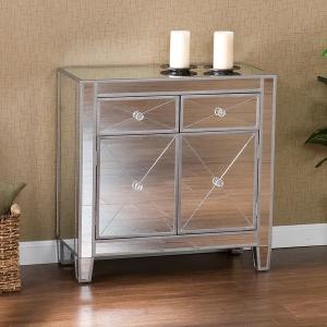 China 2 drawers silver mirrored nightstand 2 doors end table corner table for bed room on sale