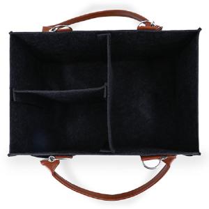 450G Washable Felt Diaper Caddy Organizer With PU Handle