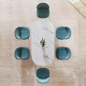 Luxury Kitchen Dining Table Stainless Steel Base Marble Top