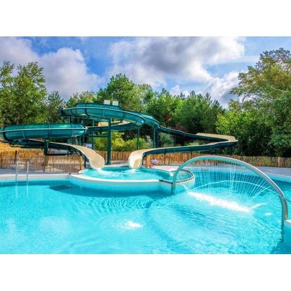 Outdoor Commercial Swimming Pool With Fiberglass Spiral Tube Water Slide Set