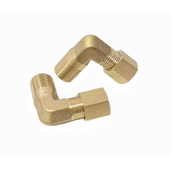 CNC Brass 90 Degree Elbow With Compression Fittings 1/2x1/2 NPT