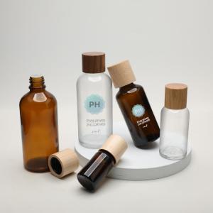 Personal care bamboo Amber Oil Dropper Glass Bottle