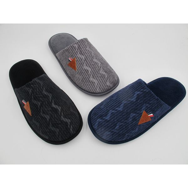 Custom Logo Bedroom Mens House Slippers With Warm Faux Fur Lined