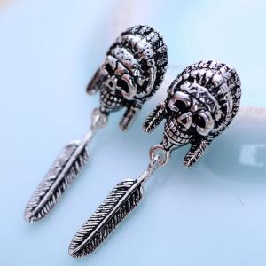 Fashion Plume Design Retro Thai Sterling Silver Drop Earrings(XH048068W)
