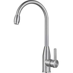 China Fixed Coil Brushed Silver Stainless Steel Kitchen Tap Home Use on sale