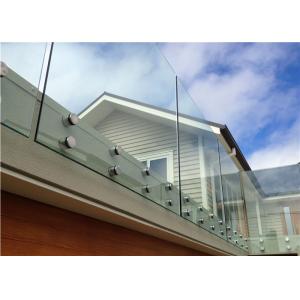 Tempered Glass Balcony Railing , Standoff Glass Railing Stainless Steel Material