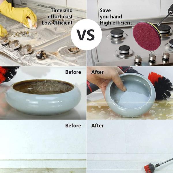 21 Piece Drill Cleaning Brush Attachment Set For Joints , Tiles , Sinks , Floors