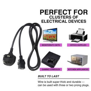 16A BS1363 to C19 Power Cord 1.8m for Computers and UPS