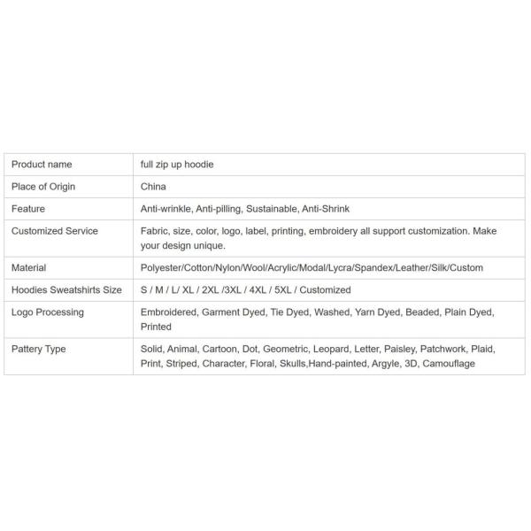 Hoodies Heavyweight High Quality Cotton Fleece Full Hoodie Custom Embroidered Zip up