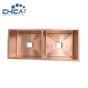 SUS201 304 Stainless Steel Double Bowl Topmount Kitchen Sink Commercial