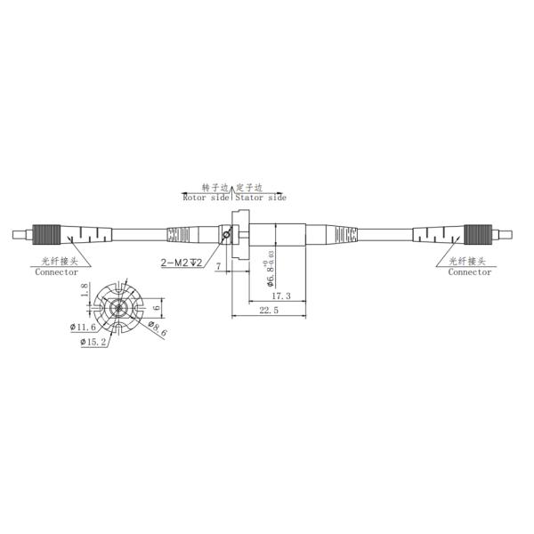 Single Channel Fiber Optic Rotary Joint With Single Mode FC/PC Connector