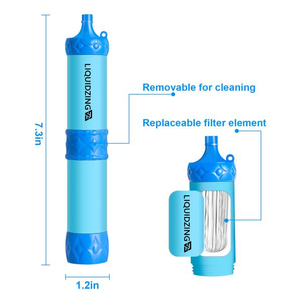 Survival Straw Emergency Water Filter Personal Purifier Portable Filtration Outdoor Camping Backpack Gear