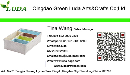 LDKZ-035 colorful handwoven desk drawer organizer home strapping self woven basket with handles