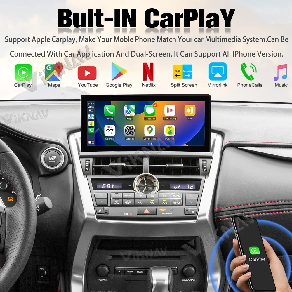 Viknav Car Radio For LEXUS NX NX200 NX200T (2015 2016) 12.3 inch Touch Screen Carplay Car GPS Navigation Multimedia