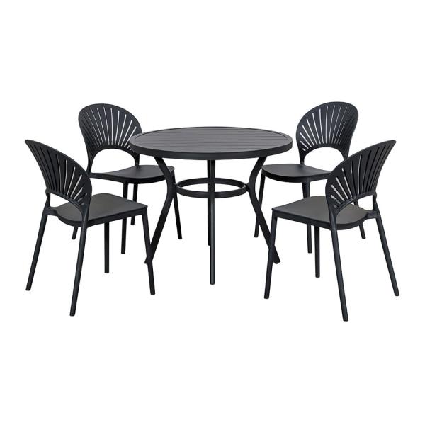 Round Dining Table and L 52 x W45 x H83cm Chair Size Set for Outdoor Living by AJUNION