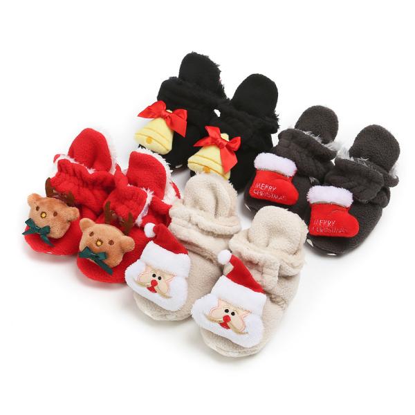 Buy 2019 hot Merry Christmas Flannel warm Cartoon infant shoes socks baby boots at wholesale prices