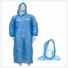 Waterproof Disposable PE Plastic Raincoat With Hood Blue/White Hooded PE Poncho for sale