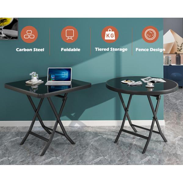 Outdoor Table Metal Tempered Glass Square Round Folding Foldable Coffee Dining Table