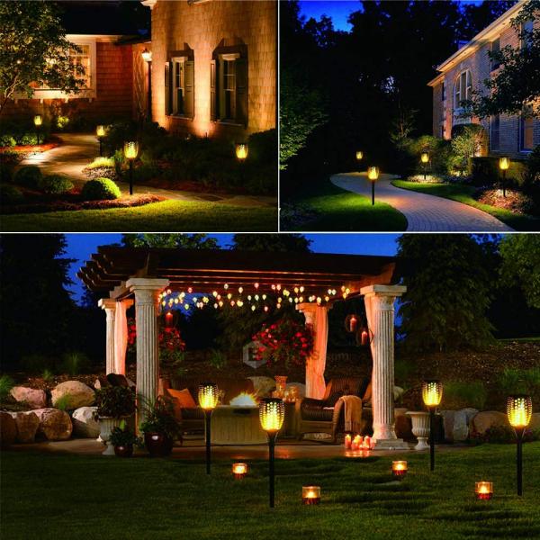 Solar Torch Lights,96 LED Dancing Flame Lighting, Waterproof Wireless Outdoor Light