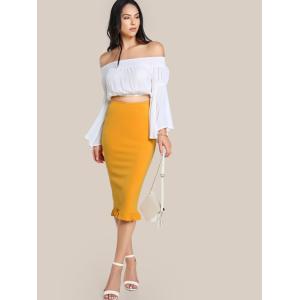 Fashion 2018 Yellow Package Hip Pencil Office Skirts Women