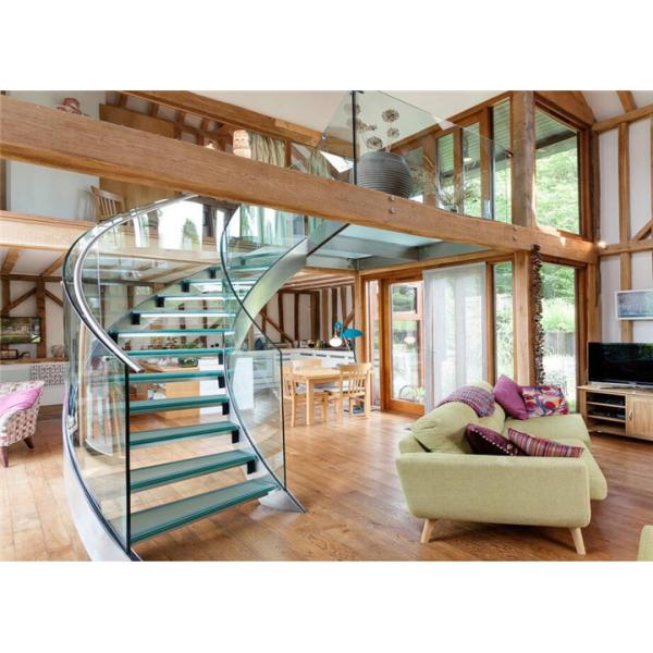 U Channel Curved Deck Stairs Designs Glass Railings System Screw Bolted