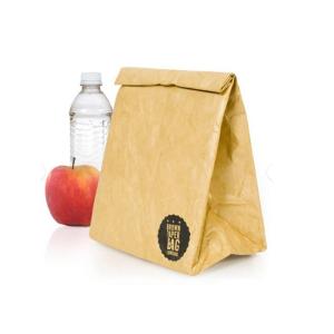 Recycled Reusable Brown Paper Tyvek Insulated Lunch Bag Washable Lightweight