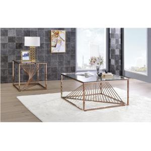 Metal Geometric Frame Coffee Table Console Table with Stainless Steel Base
