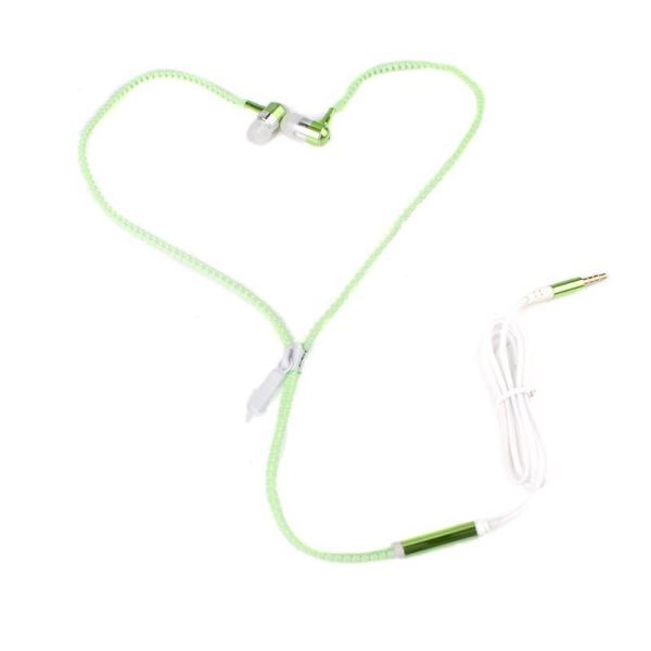 Glowing Zipper Headset Glow in The Dark Metal Earphones Earbuds with Mic Luminous Light Stereo Handsfree Earpiece