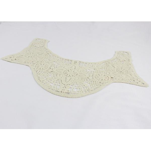 Cotton Floral Lace Collar Applique , Embroidered Water Soluble Necklines For Shirt