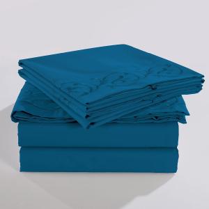 Quality NO Filling Elegant and Modern Scroll Flowers Embroidered Sheet Set 4pcs 100% Polyester for sale