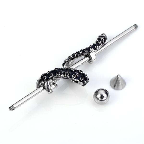 14G Stainless Steel Screw & Twist Snake Long Industrial Barbell Cartilage Ear Piercings Jewelry 58mm