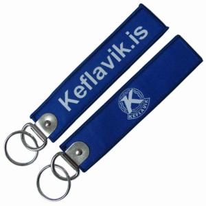 Merrowed Border Custom Woven Keychain Pantone Embroidery 130×30mm