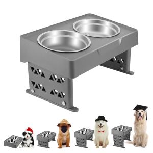 Stainless Steel Elevated Pet Feeder Bowls Tableware Slip Neck Protection