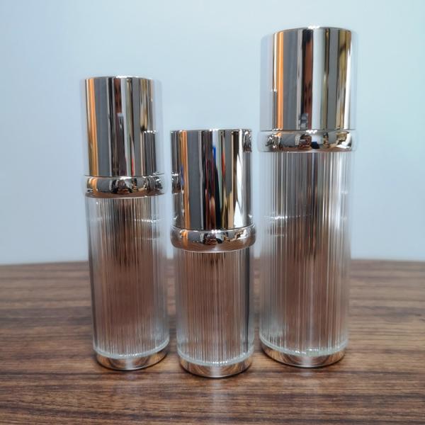 Buy Personal Care Acrylic Ribbed Plating Airless Cosmetic Bottles at wholesale prices
