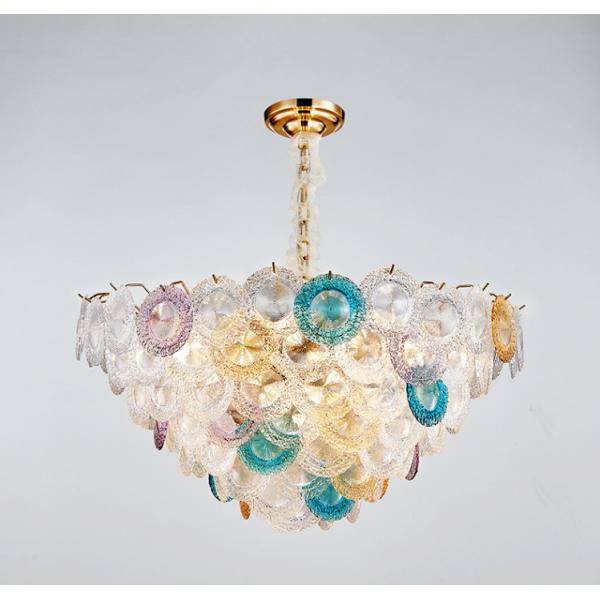 Soft Brightness Colorful Glass Disc Pendant Lights E14 AC 110 - 250V