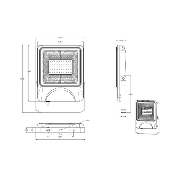 Warm White Waterproof Led Flood Lights 5000lm Ip66 Saa Aluminum Osram 3030