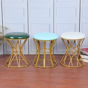 Indoor Gold Velvet 35cm Stainless Steel Ottoman Dirt Resistant