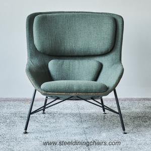 Flax Upholstered 88CM 90CM Leather And Iron Dining Chairs