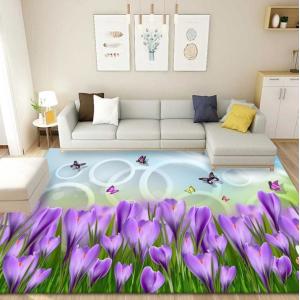 Quality 3D Lavender Tulip Pattern Household Bedroom Living Room Floor Carpet Special Style for sale