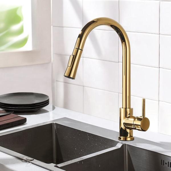 Buy Electroplating Stainless Steel Pull Down Kitchen Faucet Commercial Sink Tap at wholesale prices