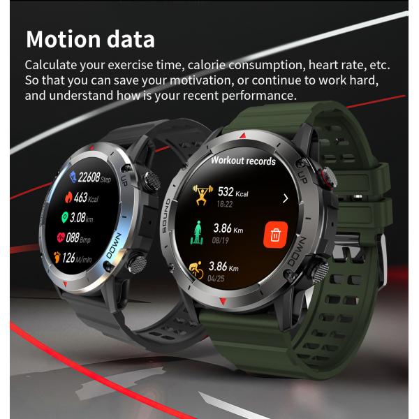 New NX9 Defense Sports Bluetooth Call Smart Watch 1.39 Round Screen Ultra Long Standby