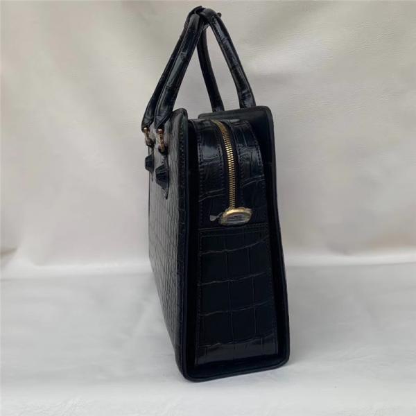 Authentic Real True Crocodile Belly Skin Businessmen Briefcase Bag Genuine Alligator Leather Male Large Black Handbag