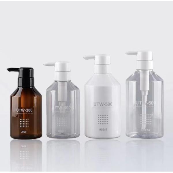Refillable Sloping Shoulder Cosmetic Spray Bottles Shower Gel Shampoo Plastic Bottle 350ml 500ml