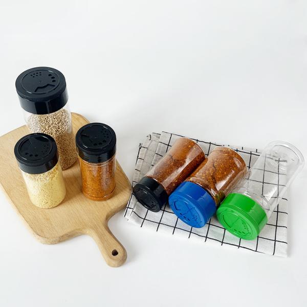 Buy Transparent PET Plastic Kitchen Powder Spice Seasoning Shaker Container Jar at wholesale prices