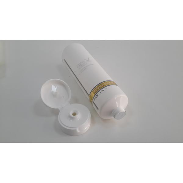 Hot Stamping White Round Plastic Tubes , Laminated Cosmetic Tube With Screw On Flip On Cap